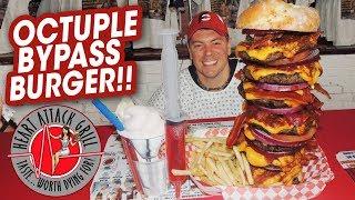 Heart Attack Grill's "Octuple Bypass" Burger Challenge in Las Vegas w/ Butter Milkshake!!