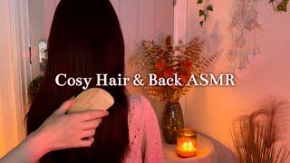 ASMR Brushing Long, Glossy Hair with a NEW Wooden Brush, Hair Play with Back & Cardigan Scratching