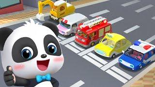 Five Little Cars Patrol Team | Street Vehicles Song | Nursery Rhymes & Kids Songs | BabyBus