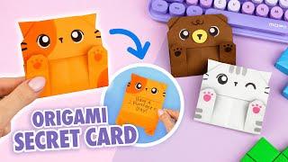 Origami Paper Cat & Bear | How to make secret message card