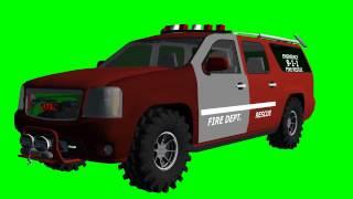 fire fighter truck - free green screen - free use