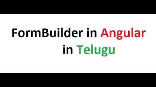 FormBuilder in Angular