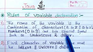 Rules of Variable declaration in Java | Learn Coding