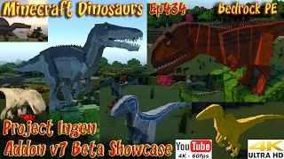 Project Ingen Addon v7 Beta Showcase Cretaceous Age 4K 60FPS Minecraft Bedrock PE Dinosaurs Ep434