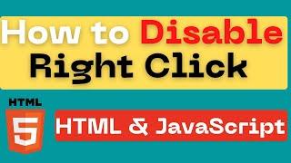 How to Disable Right-Click in HTML and JavaScript | ContextMenu