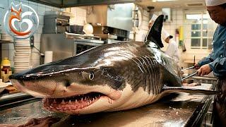 Shark Processing, How chefs prepare Sharks to make delicious Sashimi - Processing Factory