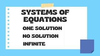 Types of Systems of equations - One Solution-No Solution-Infinite Solutions