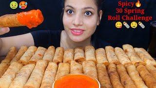 Eating Spicy 30 Spring Roll Eating Challenge | Roll Eating Challenge | Food Challenge | Big Bite