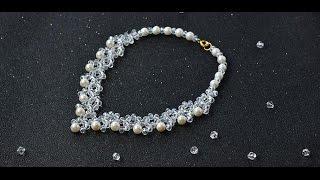 Pandahall Tutorial - How to Make Crystal Glass Bead Necklaces with White Pearl Beads