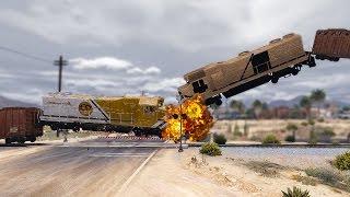 GTA 5 - Train vs Train Epic Crash Tests High Speed