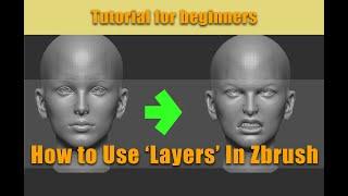 How to make facial expressions in Zbrush || Use Of Layers || Zart OnlineMasterClasses