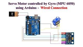 Servo Motor controlled by Gyro (MPU 6050) using Arduino - Wired Connection