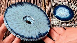 #1436 Beautiful Resin Geode Coaster With Druzy Crystal Edges And Center