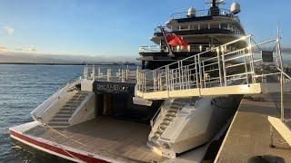 Billionaire Arthur Blank's 90m superyacht DreAMBoat docks next to the Golden Odyssey 126m Gibraltar