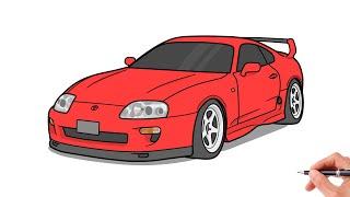 How to draw a TOYOTA SUPRA A80 / drawing toyota supra mk4 car