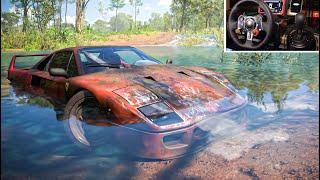 Rebuilding Abandoned and submerged Ferarri F40  - Forza Horizon 5 | Logitech G29 Gameplay