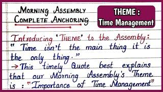 Morning Assembly Anchoring Script | How to Conduct School Morning Assembly | Theme Time Management