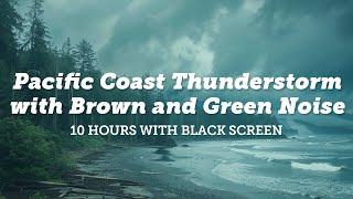 Pacific Coast Storm: Gusting Wind, Ocean Waves and Distant Thunder for Sleep | 10 Hours Black Screen