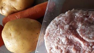 Let's cook minced meat with potato and carrot. #homecooking