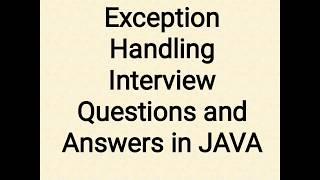 Exception Handling Interview Questions in Java