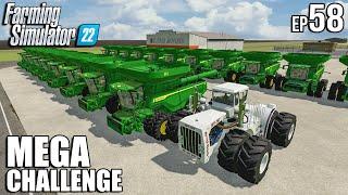 Harvesting the BIGGEST FIELD in FS22 + 18 HARVESTERS | MEGA Challenge | Farming Simulator 22 | #58