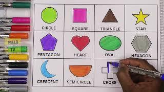 Learn 12 Shapes and 12 Colors for kids | Learning for Kids, toddlers and preschoolers