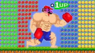 What If Mario Collect 999 1-Up RAINBOW Mushrooms but Every 1-Up Makes Mario Growing Up Muscle?