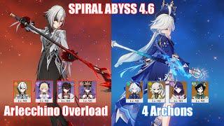C0 Arlecchino Overload & 4 Archons | Spiral Abyss 4.6 | Genshin Impact