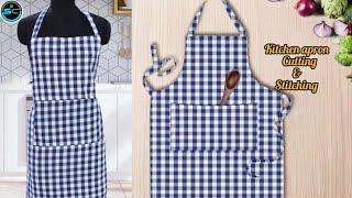 kitchen apron cutting and stitching/easy & simple kitchen apron/master chef apron cuttingstitching