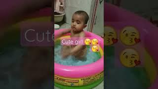 cute baby girl playing in water tub #shorts #ytshorts #viral