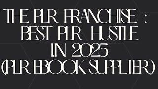 The PLR Franchise : Best PLR Hustle in 2025 (PLR eBooks Supplier)