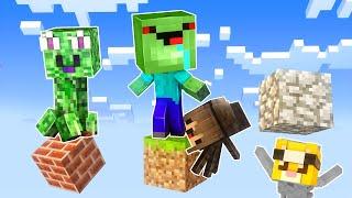 ¡JUGAMOS como MOBS en UN BLOQUE!  BEBE NOOB Y NOOBSI en MINECRAFT