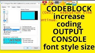 Change code block output console screen color font size settings