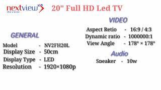 Technical information of nextview 20 inch LED TV