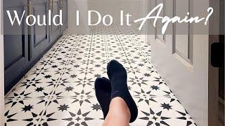 Painted Stencil Tile Floors // One Year in Review // Was it a mistake?