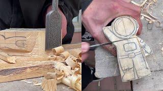 Spaceman｜Cutting wood ASMR｜Wood carving｜#Kevin's Wood