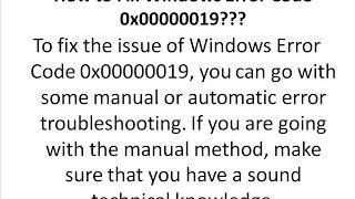 Fix Windows error code 0x00000019