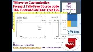 T8 Invoice Customization Format1 Tally Free Source code TDL Tutorial AGSTECH Free TDL |Customization