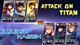 ATTACK ON TITAN VS JUJUTSU KAISEN 1 VS 1 FIGHT | MOBILE LEGENDS AOT VS JJK