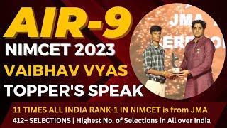 AIR 9 NIMCET 2023 Vaibhav Vyas | 11th Times AIR 1 in NIMCET| 412+ selection|Highest No. of Selection