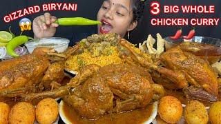 3 BIG WHOLE CHICKEN CURRY, CHICKEN LIVER & GIZZARD BIRYANI,RAITA WITH RICE  EATING VIDEOS ️ FOOD