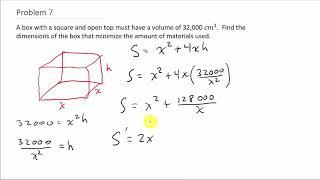 Optimization: Minimize Surface Area of a Box Given the Volume