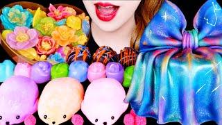 ASMR RAINBOW GALAXY KOHAKUTO CANDY RICE CAKE EATING SOUNDS MUKBANG 무지개 갤럭시 먹방 咀嚼音