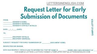 Request Letter for Early Submission of Documents - Application for Early Submission of Documents