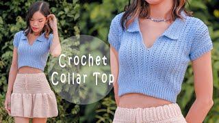 Crochet Ribbed Collar Top Tutorial | Crochet Collar Top | Chenda DIY