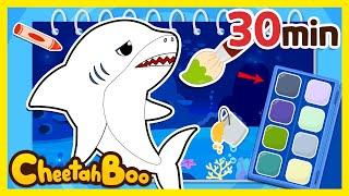 Let's color the shark | Learn Colors with Sea Animals + more Compilation | Animals | #Cheetahboo