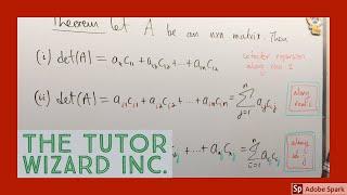 Linear Algebra I - 2.4.2 - Minors & Cofactor Expansion