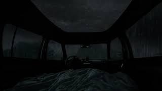 Rain and thunder sounds | Sleep alone in the heavy rain inside a Camping Car ️