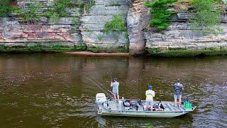 Suprise MONSTER Lives Under These GIANT CLIFFS!! (River Fishing)