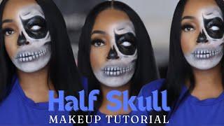 Easy Half Skull Makeup Tutorial 2024 | Spooky Halloween Makeup